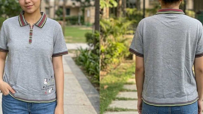 Cute Grey Polo T-Shirt
