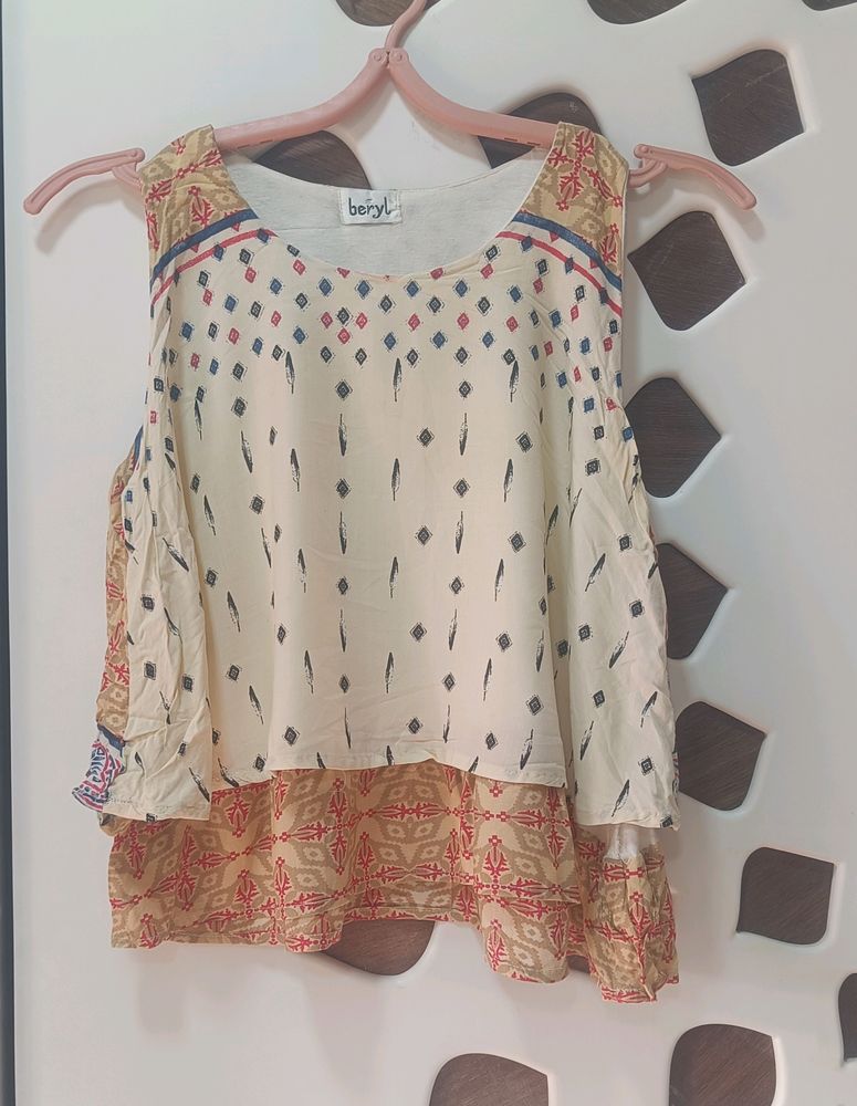 Beige Bohemian Tank Top