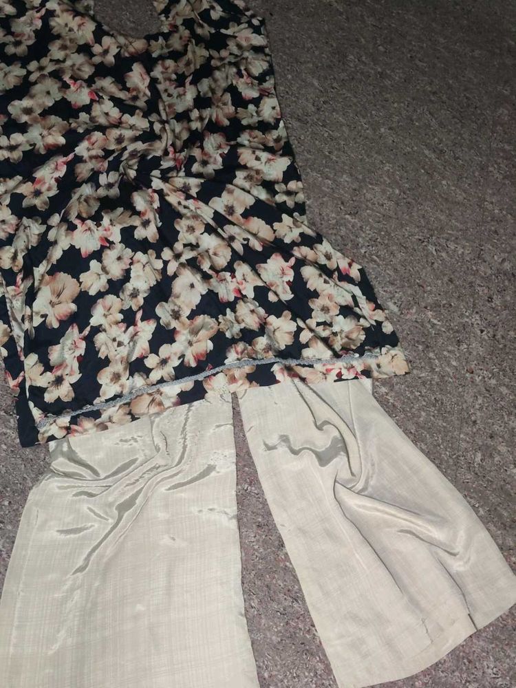 Floral Print Kurta with Palazzo Set