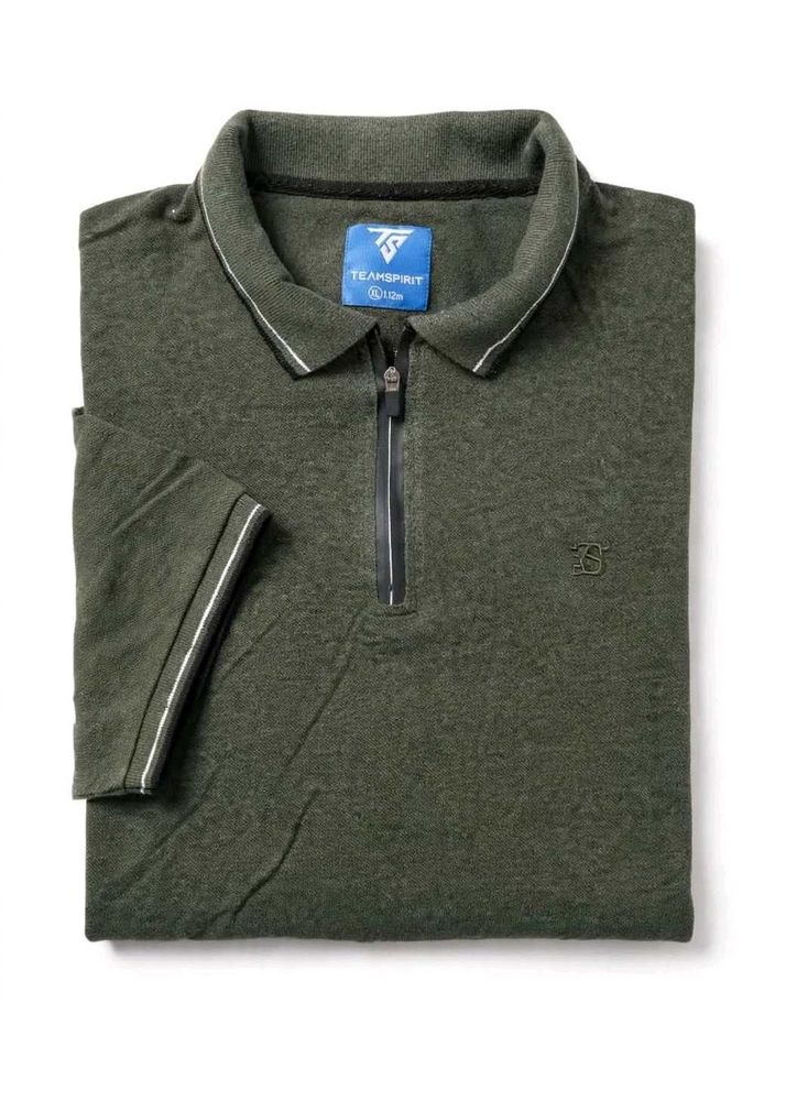 Men's Green Zip Neck Polo Shirt
