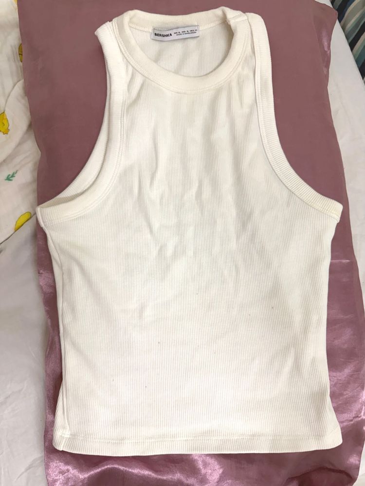 BERSHKA Ribbed Tank Top