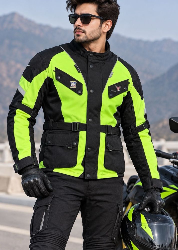 Men's Neon and Black Motorcycle Jacket