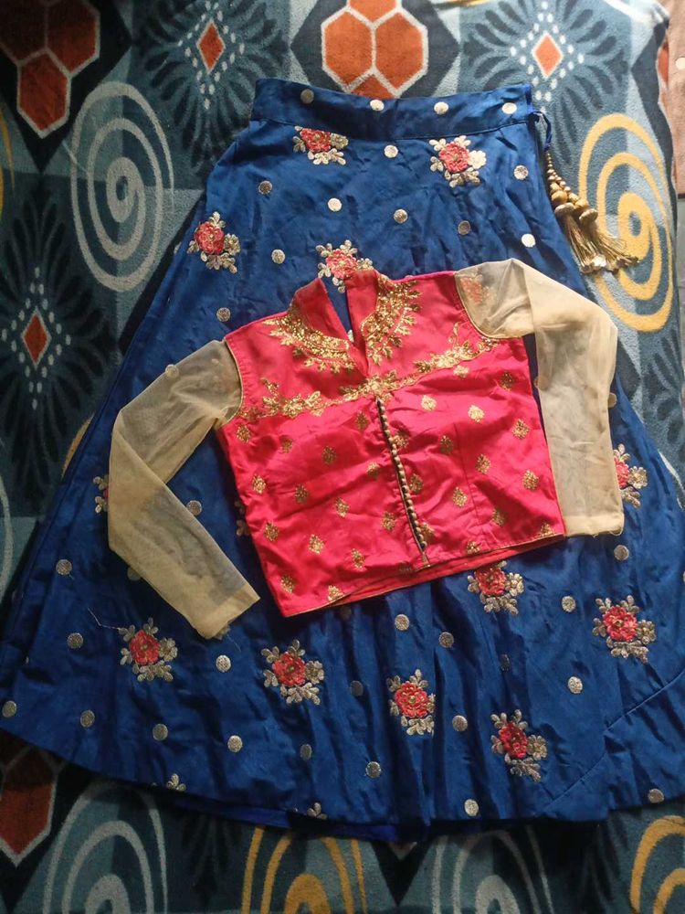 Blue And Magenta Colour Lehenga Choli