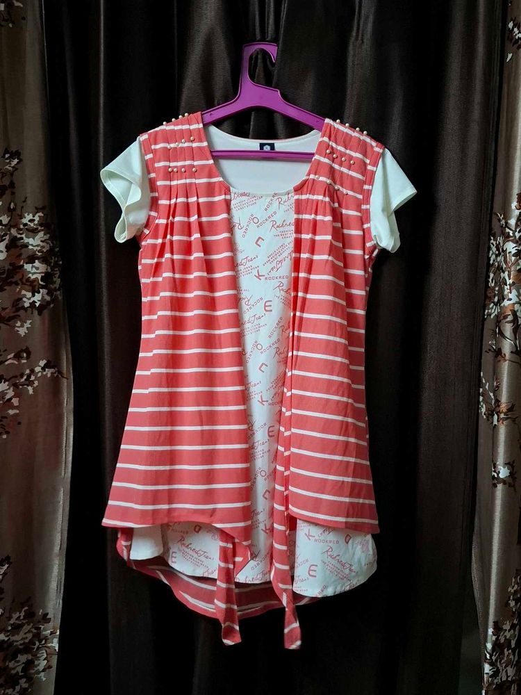 Chic Striped Layered Tunic Top