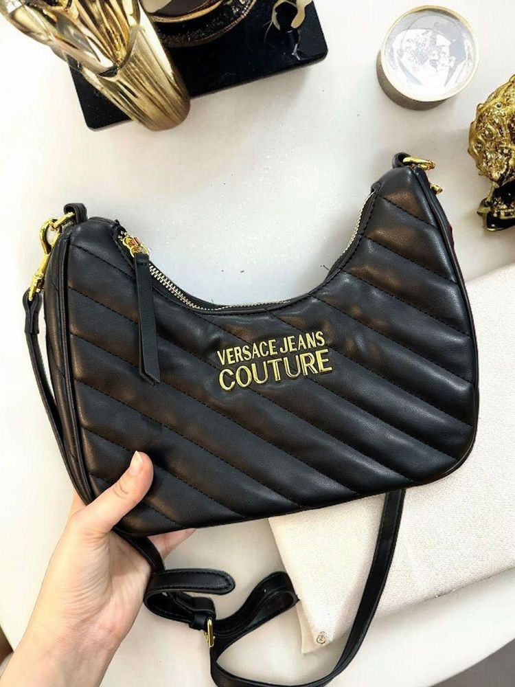 Versace Jeans Couture Black Quilted Shoulder Bag