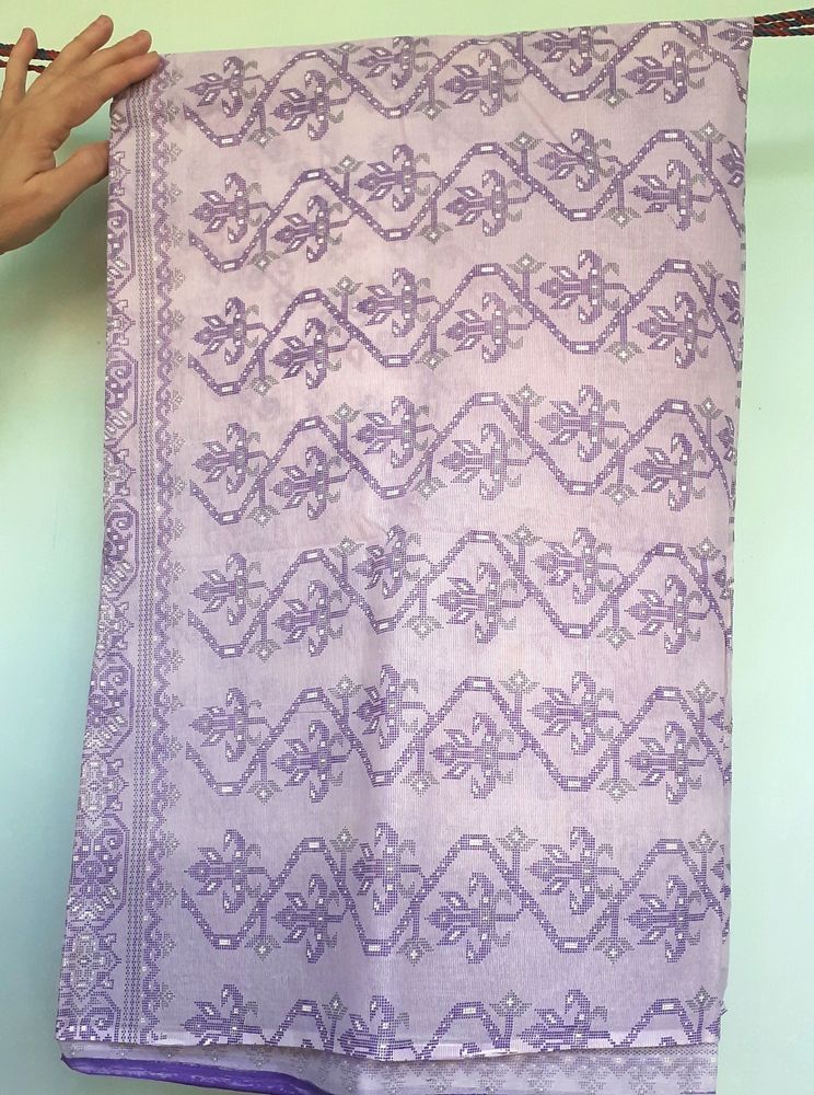 Women Pure Cotton Floral Print Saree Bengali Sari