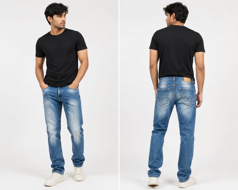 Peter England Men's Blue Wash Denim Jeans