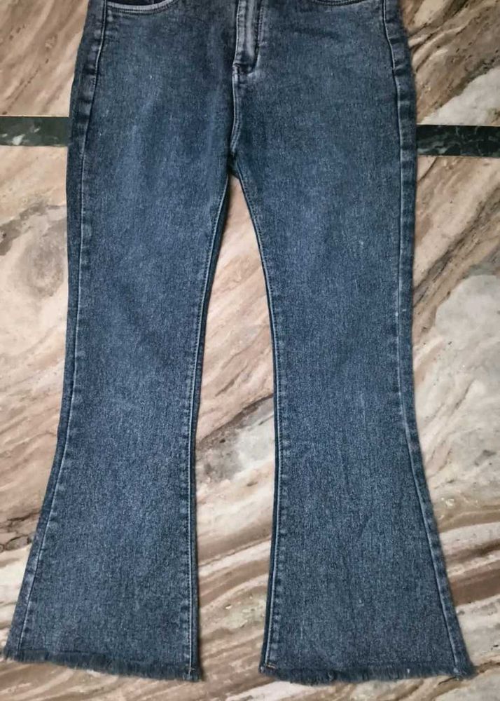 Stylish Flared Black Denim Jeans