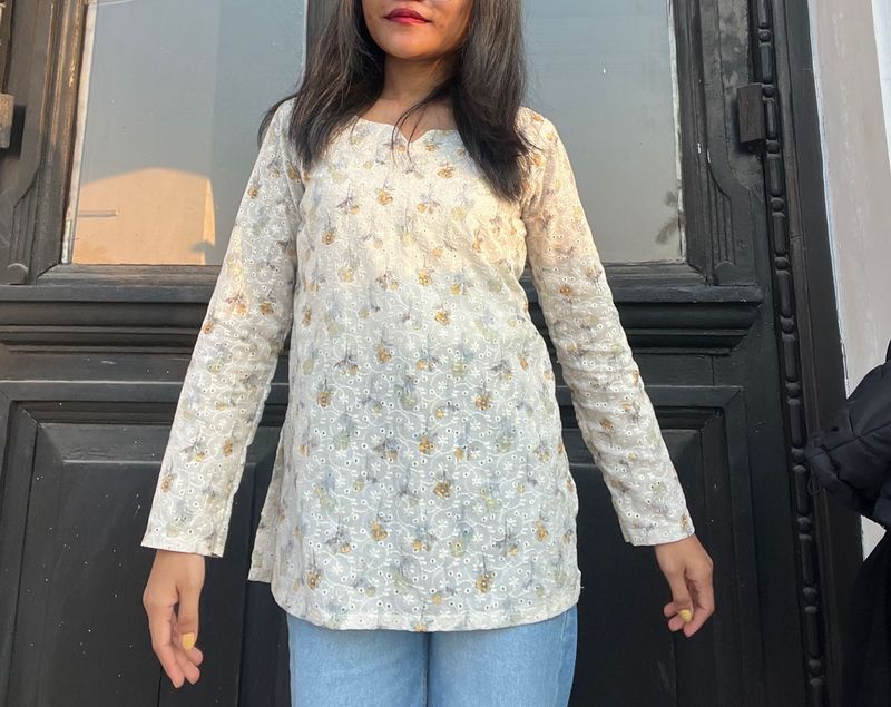 light yellow soft short kurti