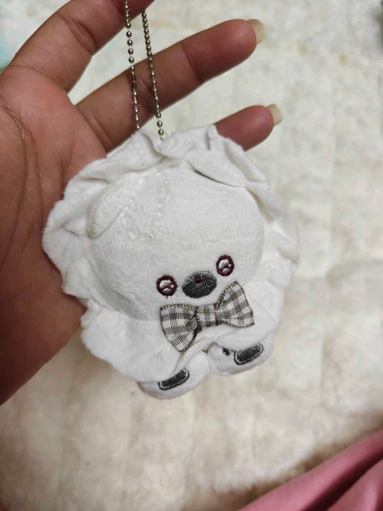Cute White Teddy Bear Keychain