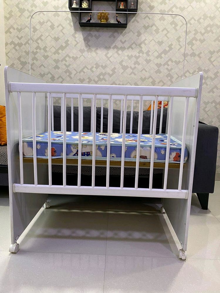 Baby Cot/Crib With Mattress And Side Bumper Padding