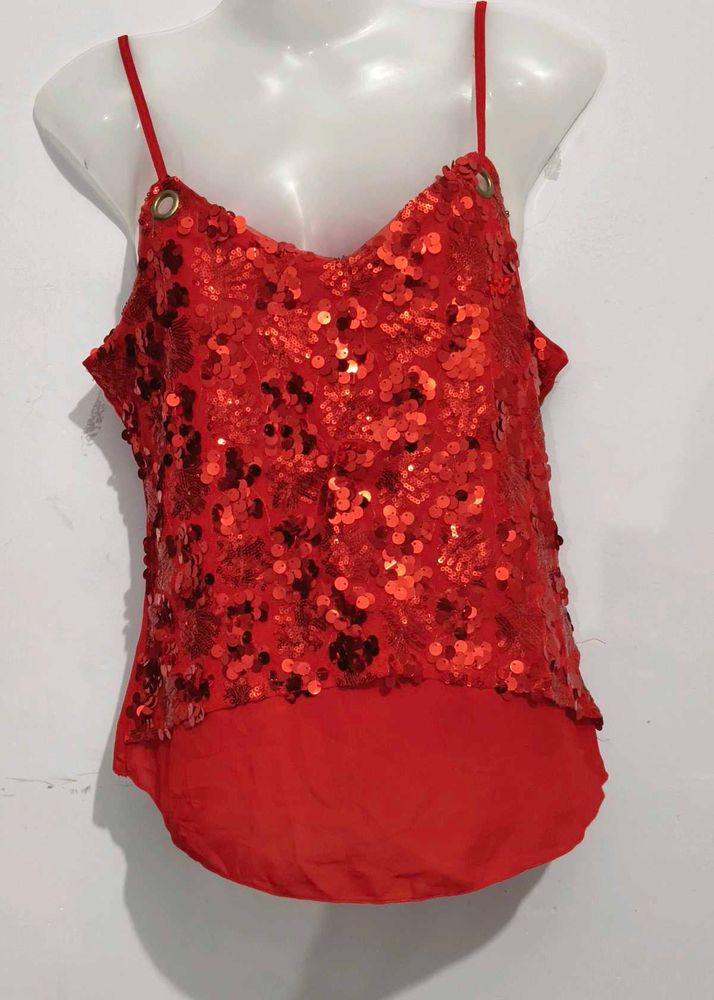 Sparkling Red Sequin Cami Top