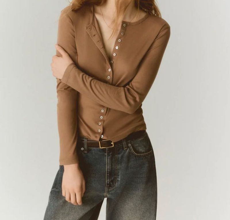 H&amp;m Button-Up Long Sleeve Top