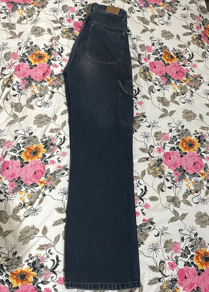 Stylish Denim Cargo Jeans charcoal