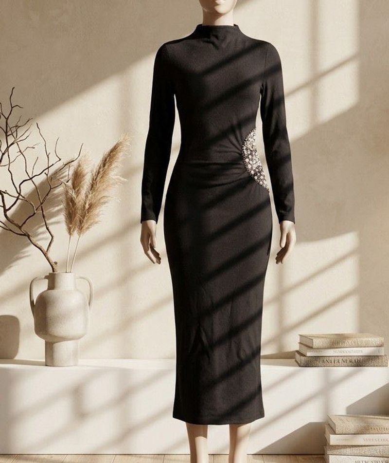 Elegant Black Embellished Dress