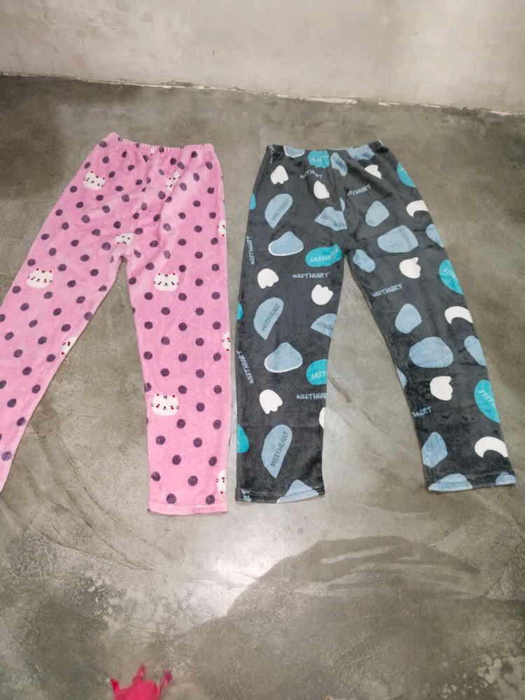 Cute Fleece Pajama Pants Set M size like 30 inch