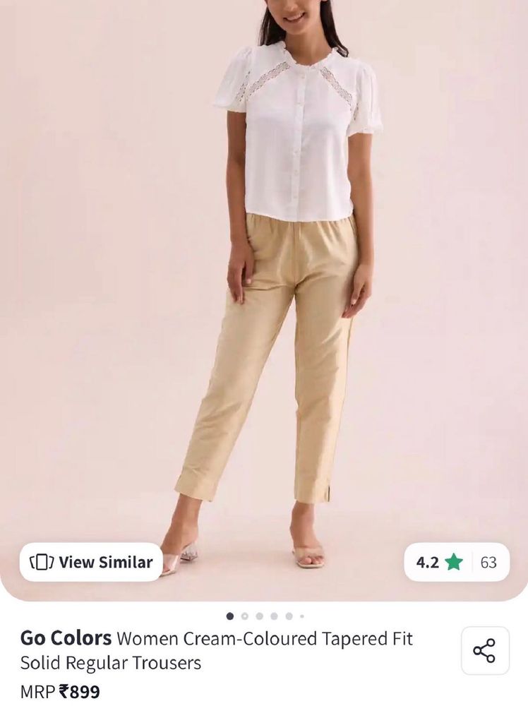Go Colors Womens Cream Pant