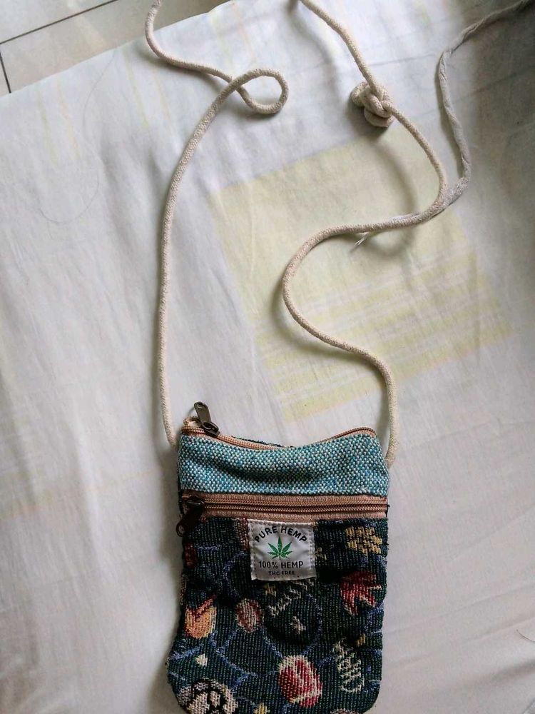Unique Floral Hemp Crossbody Bag