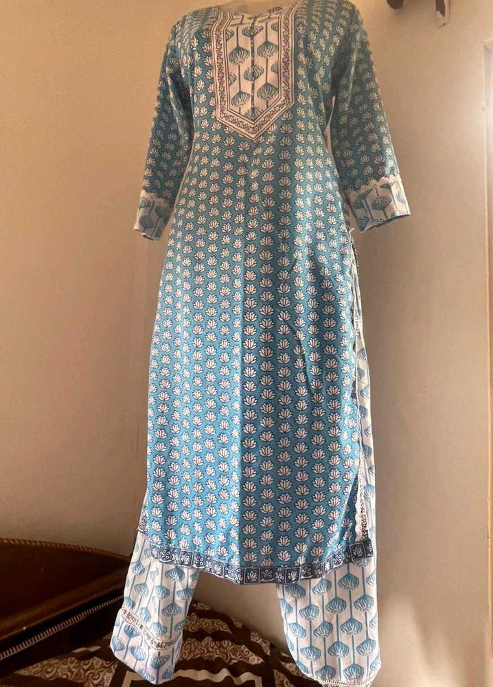 Blue Printed Kurta Set