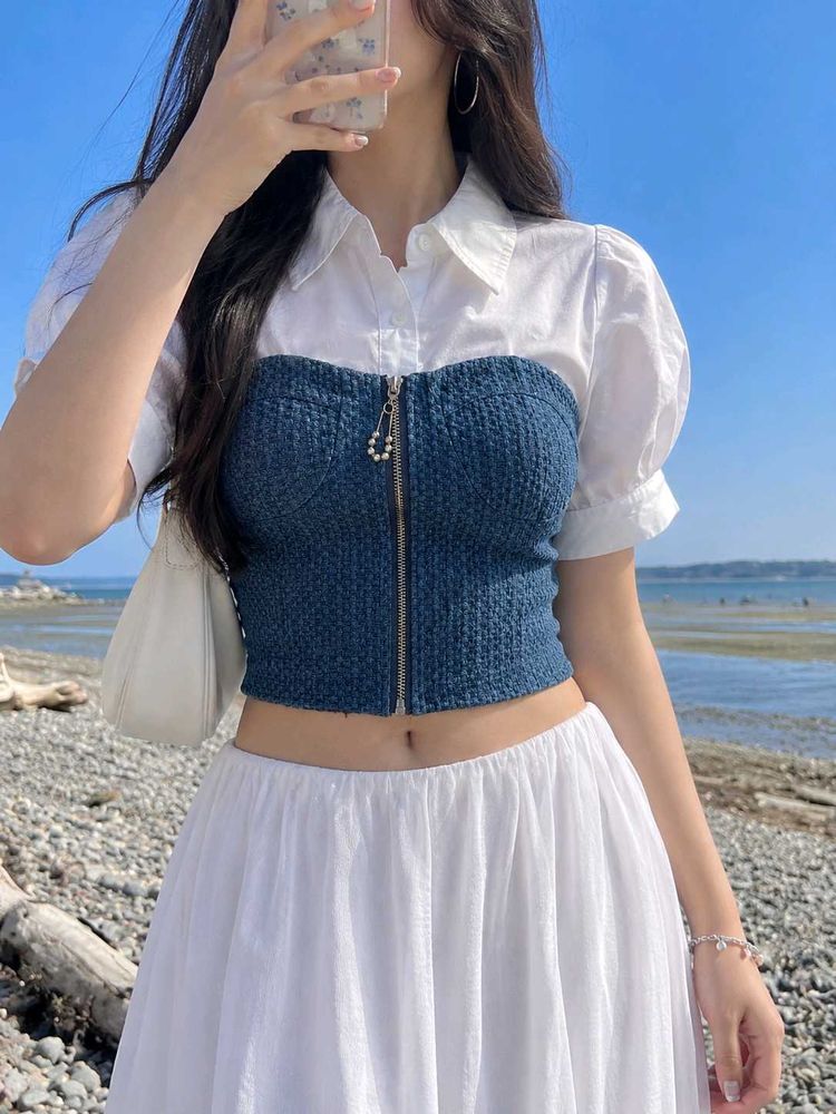Chic Denim Corset Top