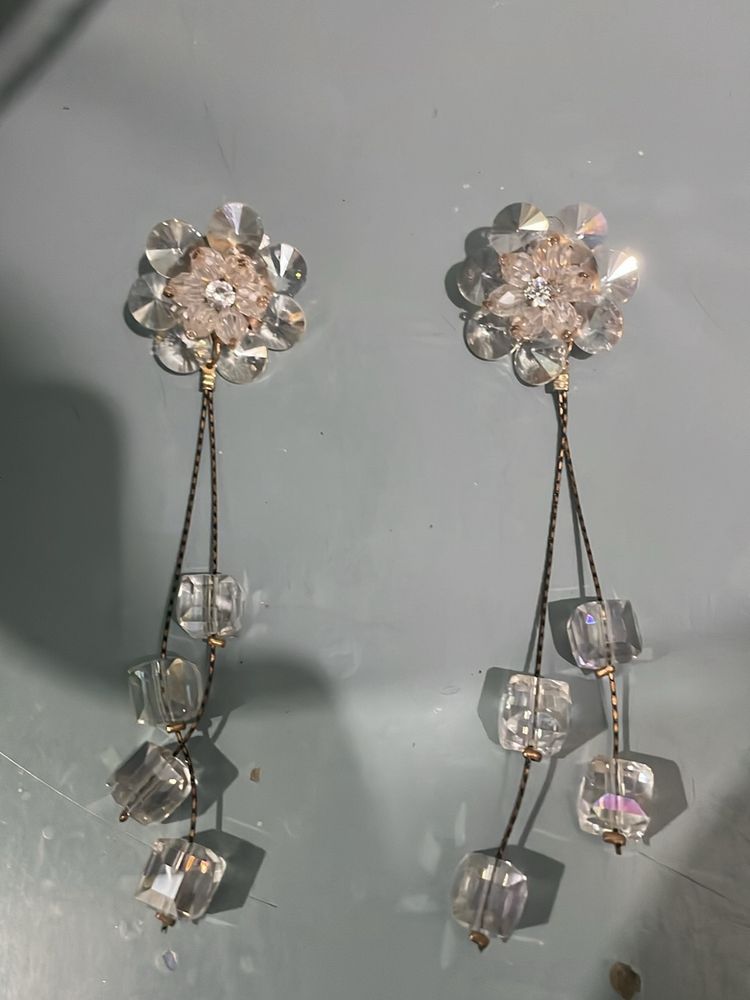 White Or Silver Flower Earrings