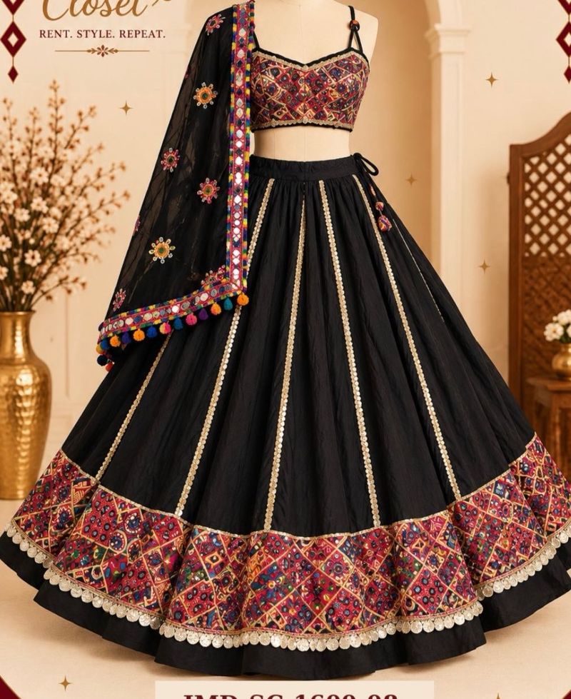 Black Embroidered Lehenga Choli Set