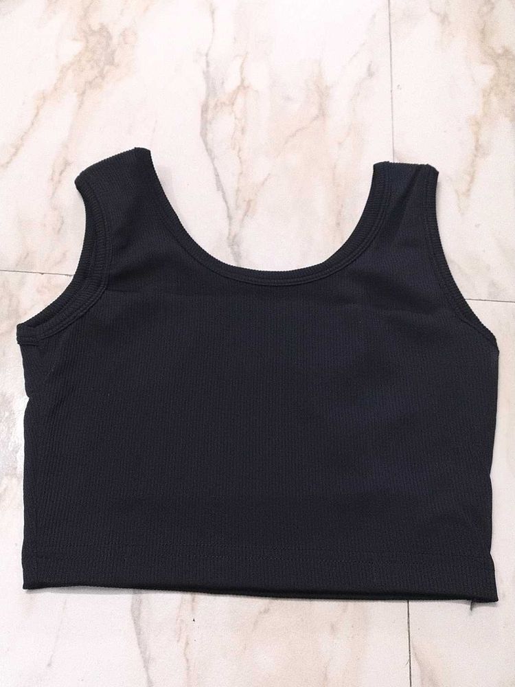 Black Ribbed Tank Top