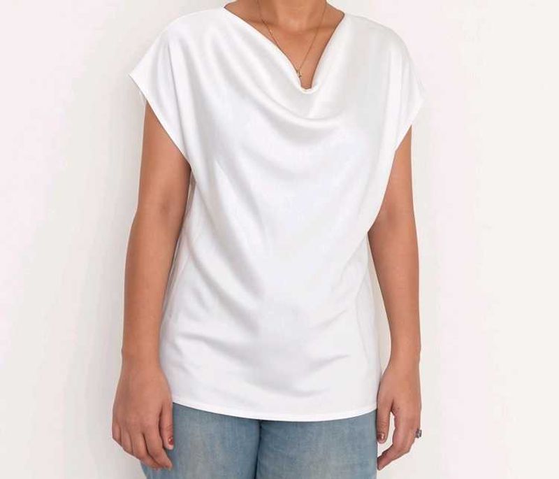 Chic White Cowl Neck Top