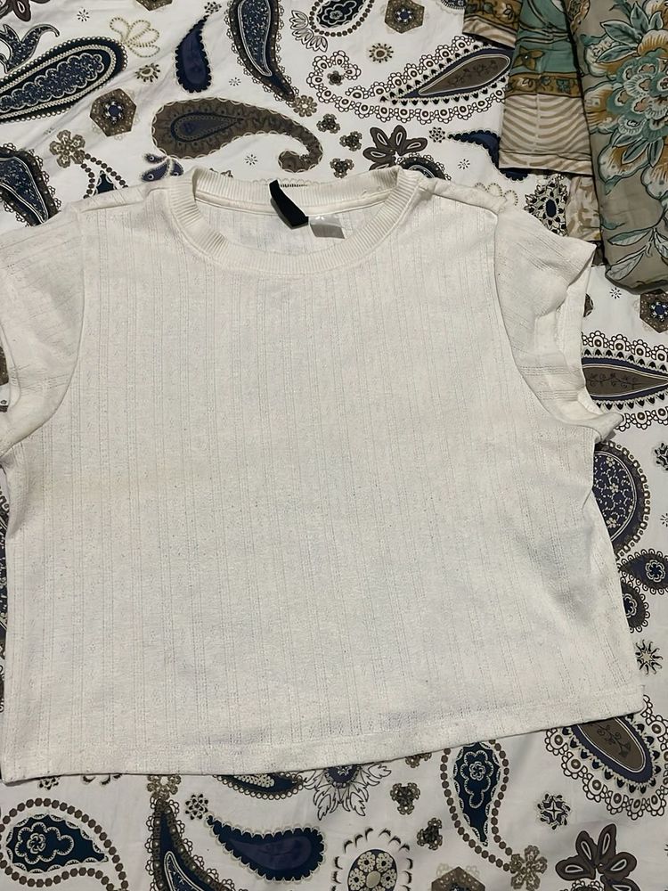 White pointelle top