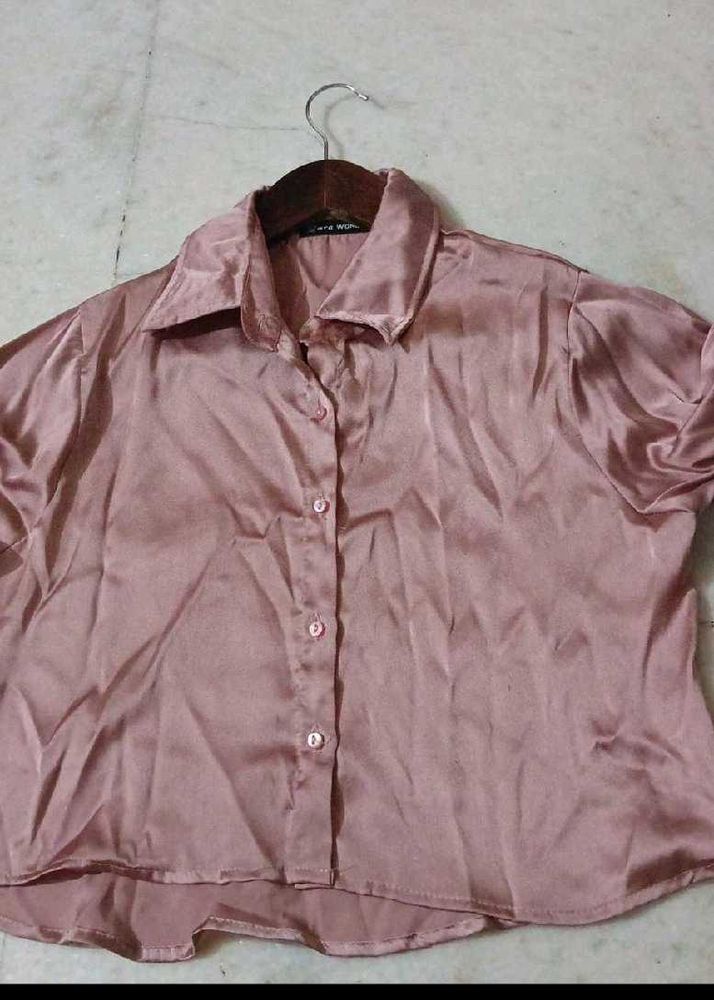 Pink Satin Button-Down