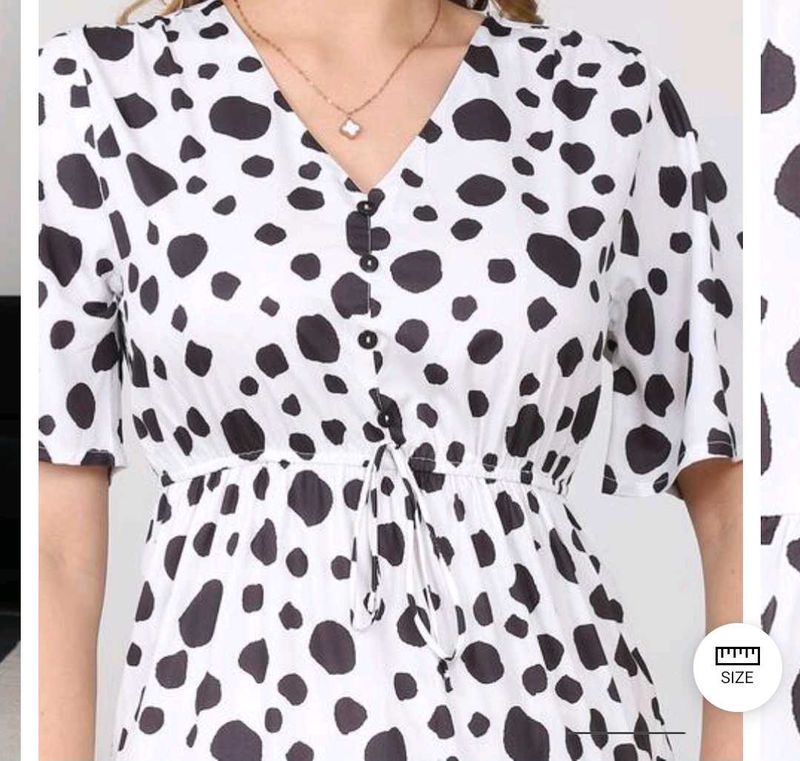 Chic Dalmation Print Midi Dress