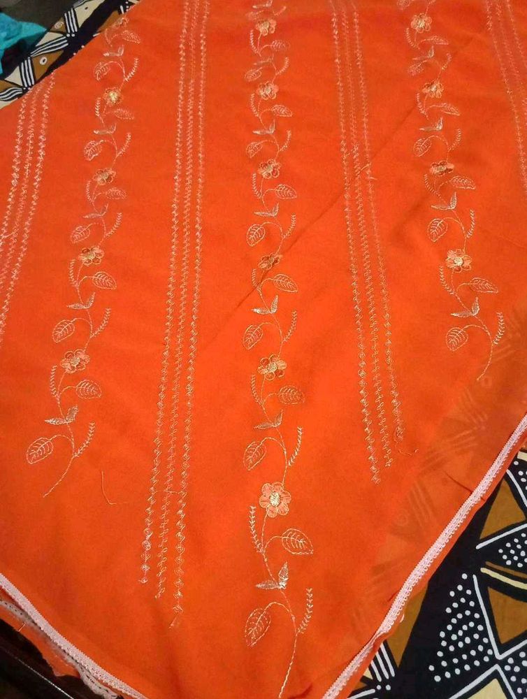 Vibrant Orange Embroidered sarees