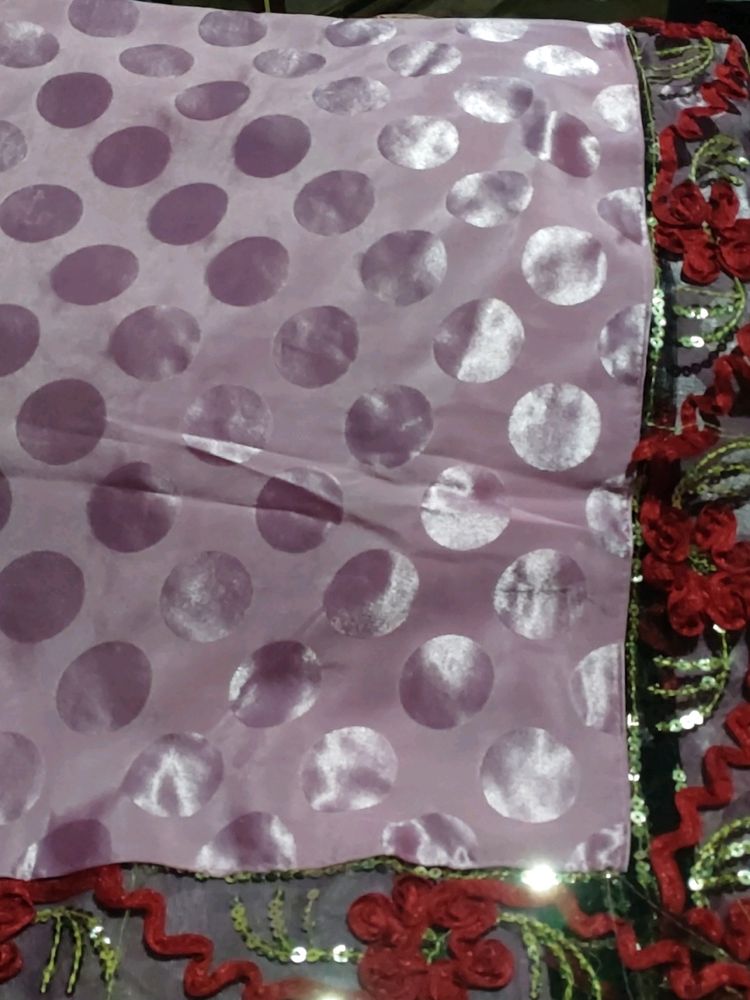 Soft Silk Saree  Kuchite Net And Work Kiya Hua