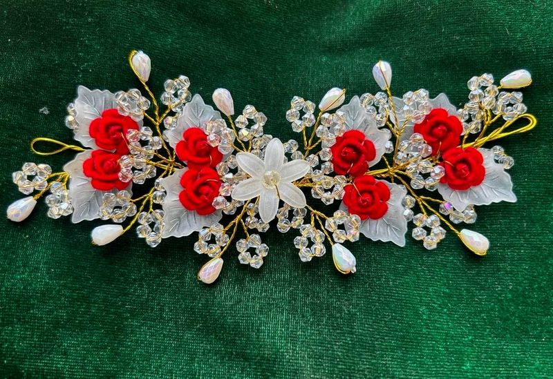 Red Rose Bridal Hair Accessory