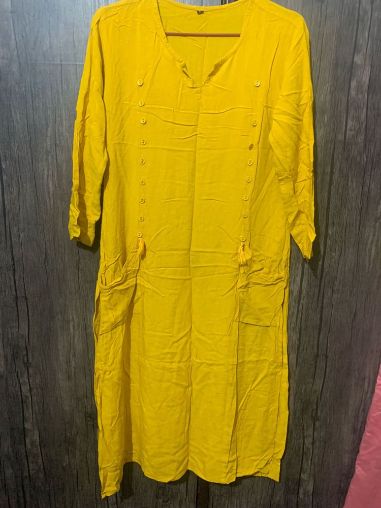 Yellow Button-Down Kurta