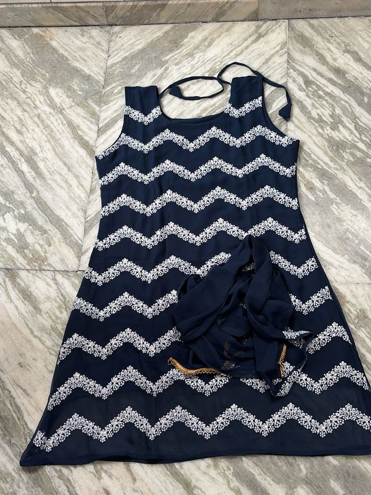 Stylish Navy Blue Kurta Set