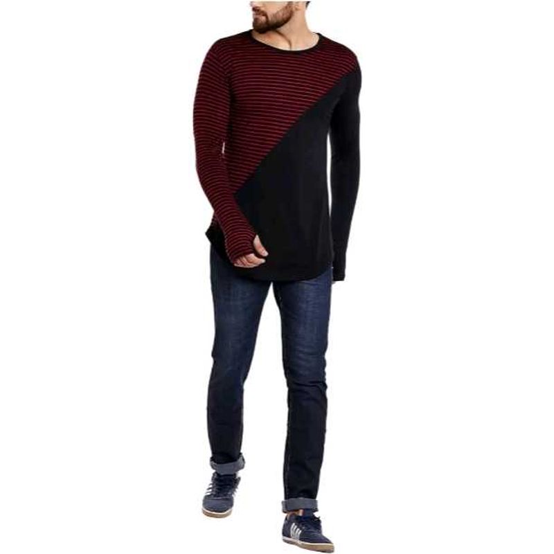 Men's Striped Long Sleeve Tunic Top