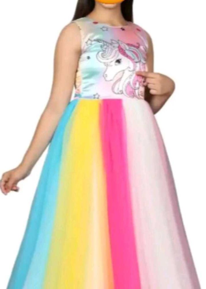 Girls Unicorn Rainbow Dress