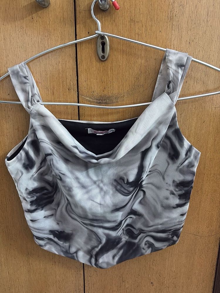 Stylish Marble Print Crop Top