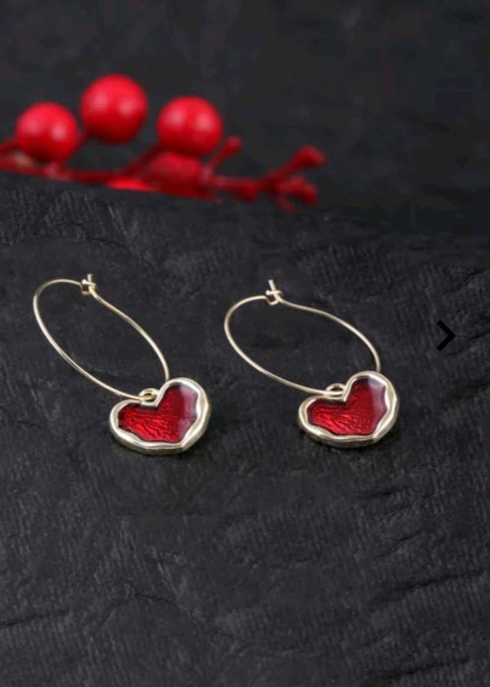Chic Red Heart Hoop Earrings