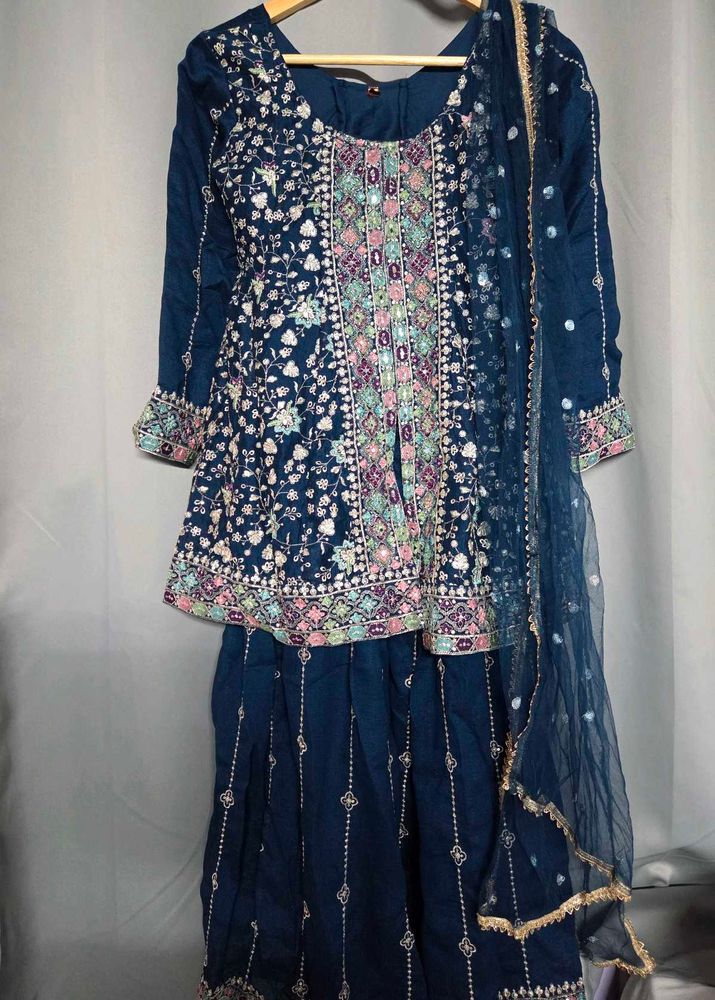 Exquisite Navy Blue Embroidered Lehenga Choli