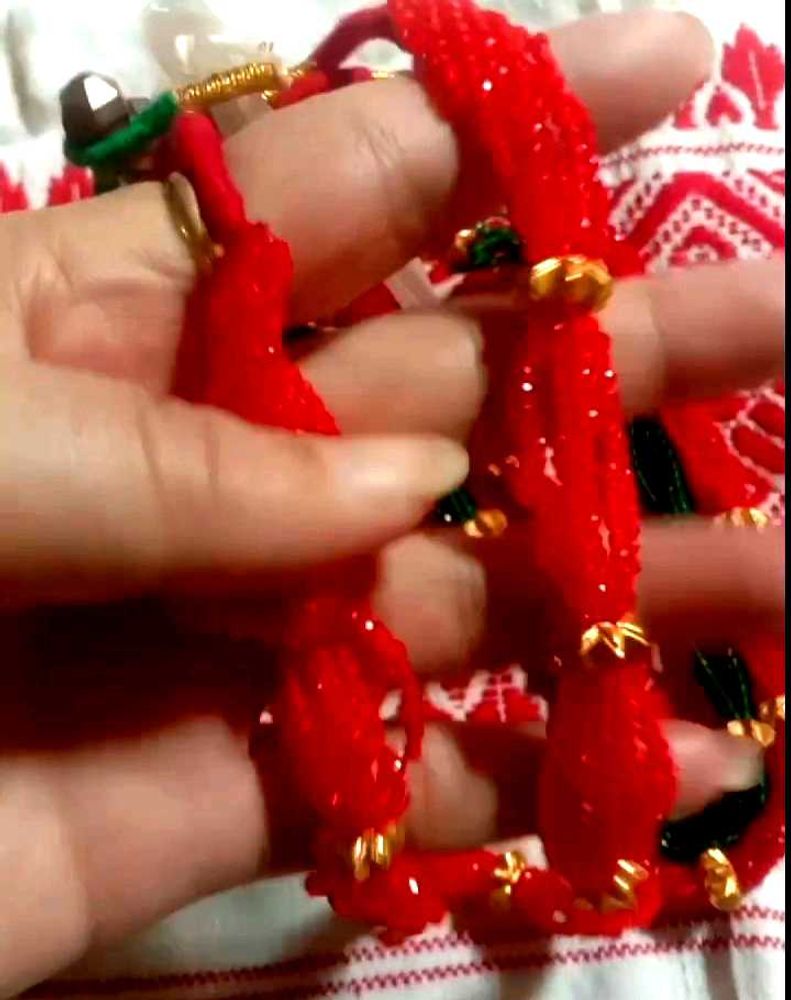 Red Beaded gorkha Nou gedi with Gold Accents 300rs