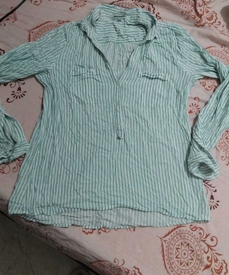 Striped Collared Tunic Top