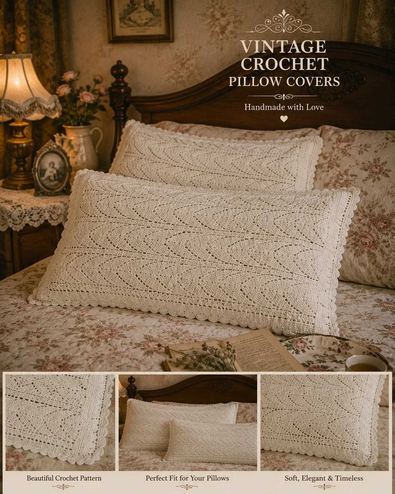 🇳🇿💫🎀 Vintage Crochet Pillow Covers