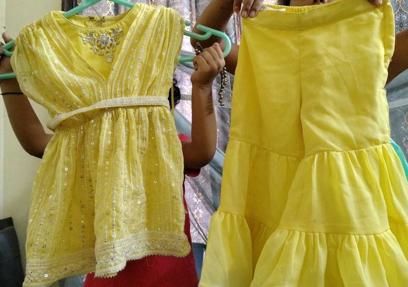 Lemon Yellow Party Wear Garara Set🥰
