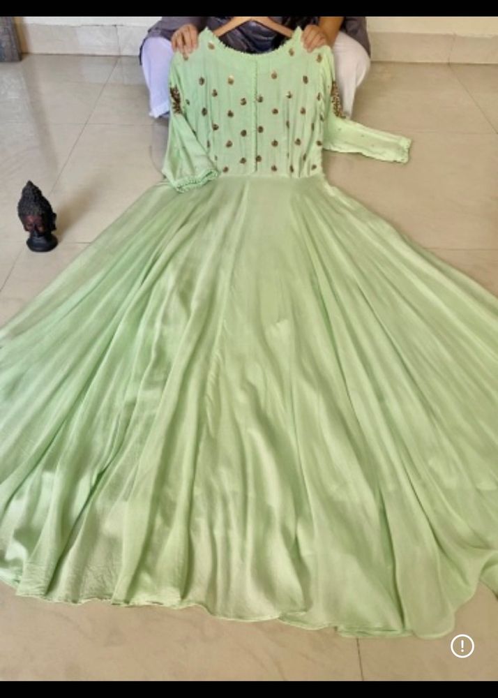 Elegant Pastel Green Embellished Gown