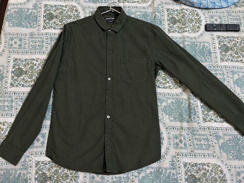 Men's Olive Button-Up Shirt