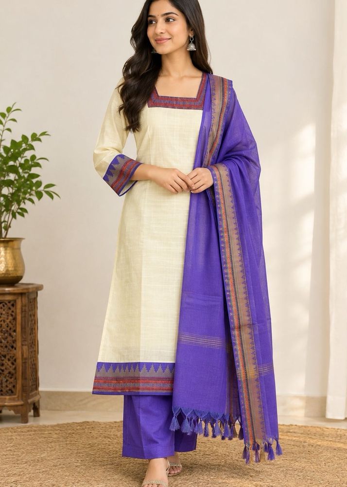 Cream Kurta set with dupatta / New