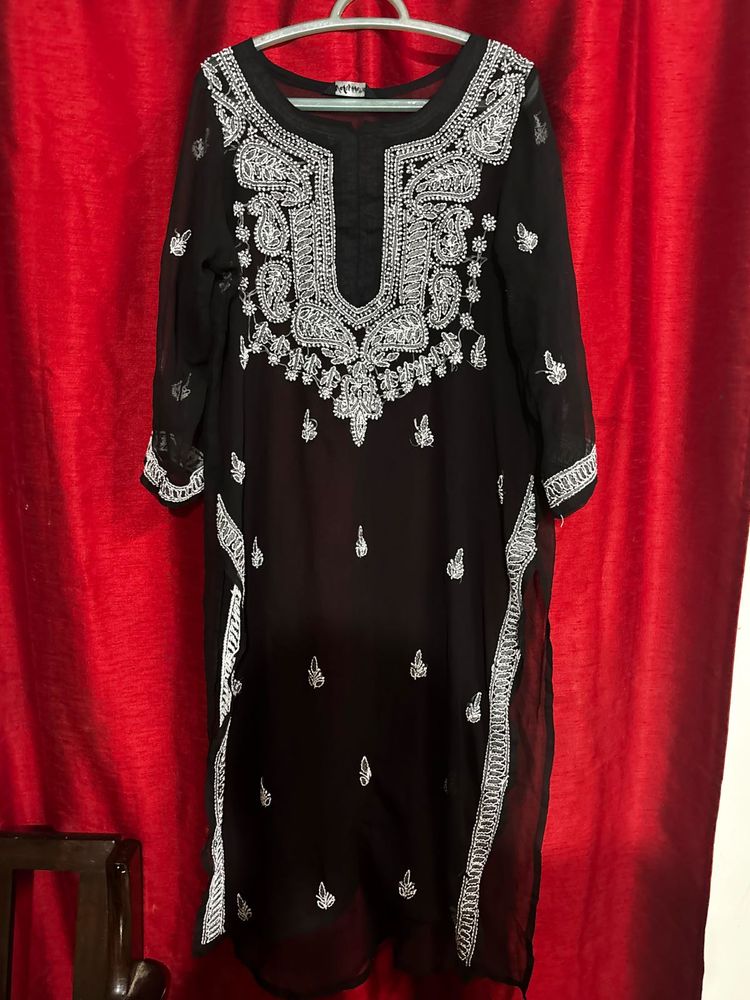 Black Chikankari Kurta