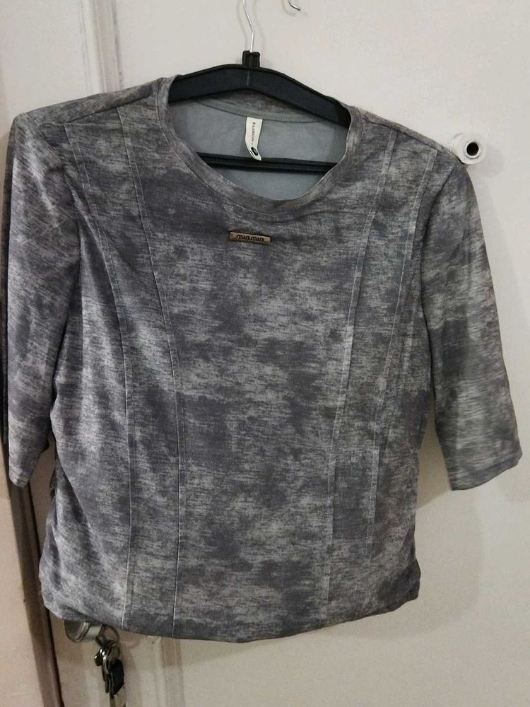Stylish Grey Marble Print Top